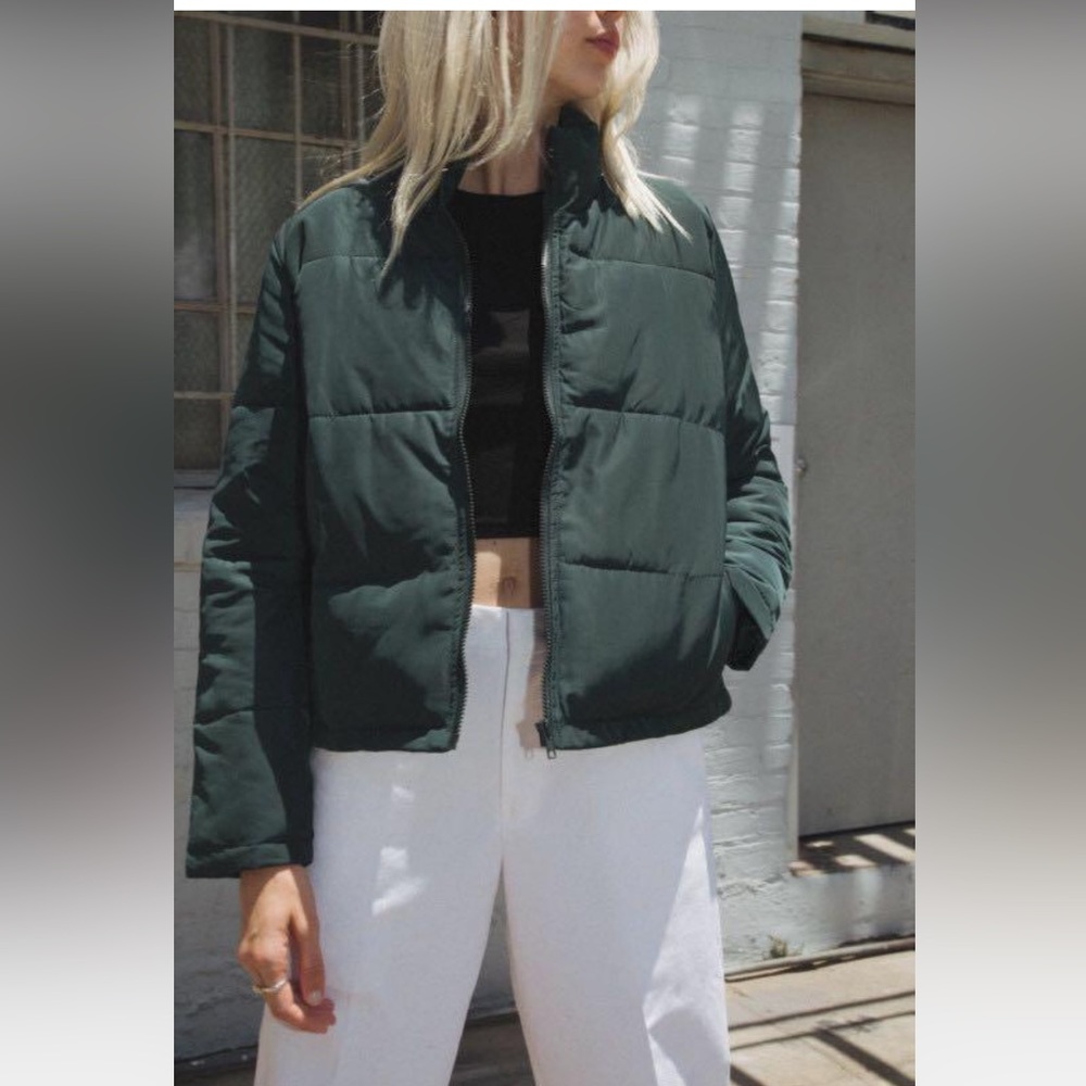 Green puffer jacket